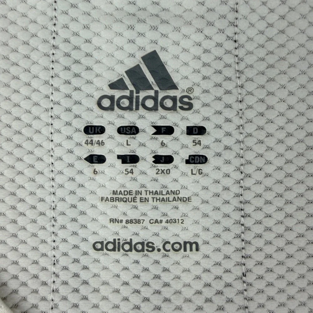 Adidas‎ Men's L Large White Black 3-Stripe Mesh Panel Performance Training Shirt
